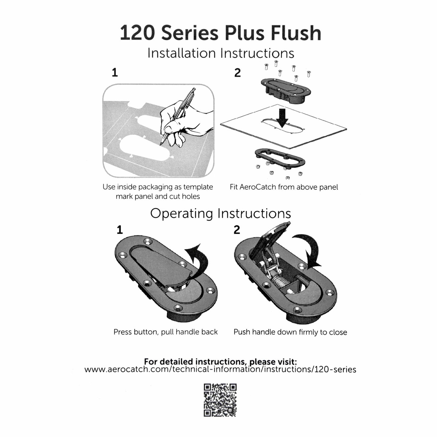 AeroCatch Plus Flush Hood Latch And Pin Kit - Black - With Lock