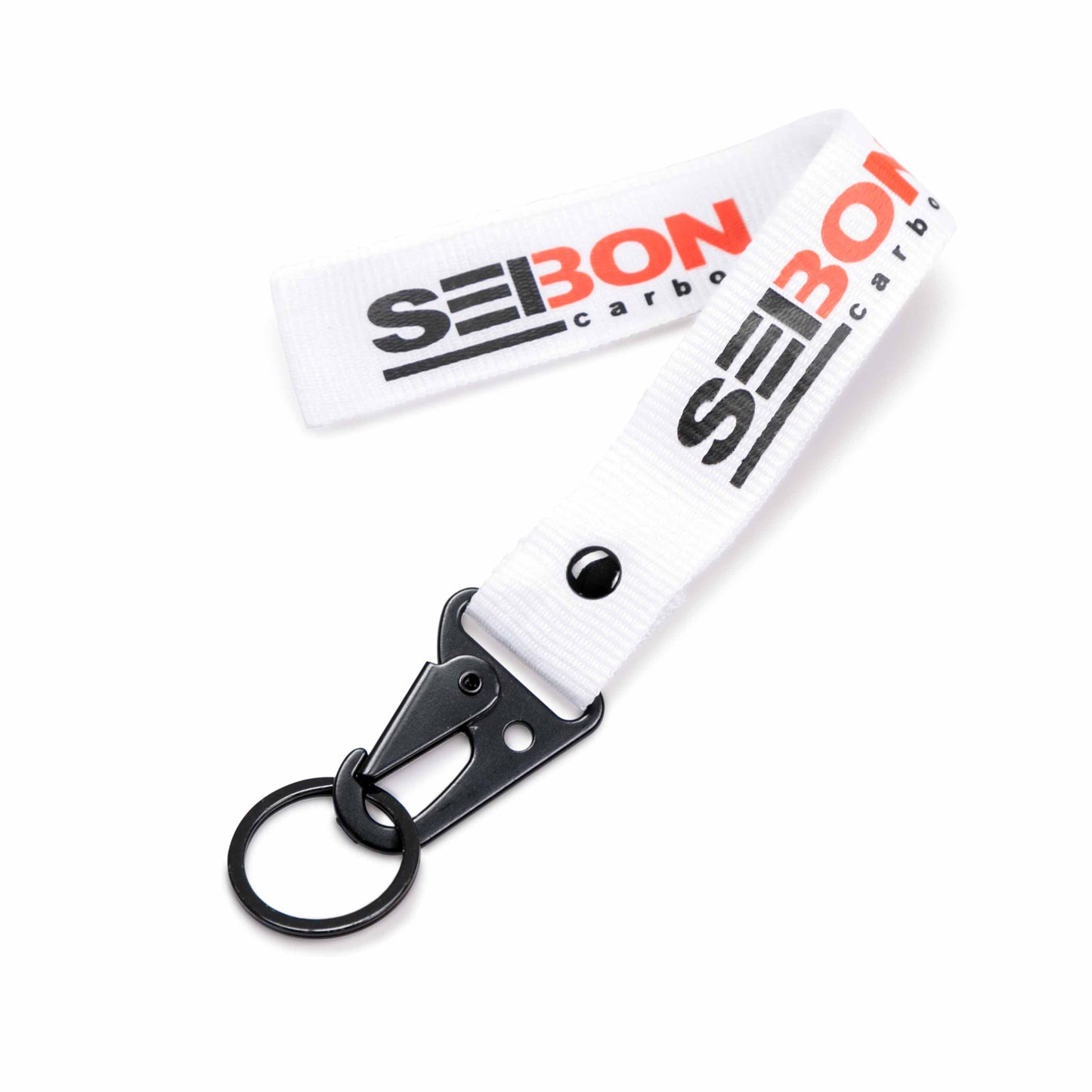 Seibon Lanyard - Short/White, With Rivet And Gun Metal Clip