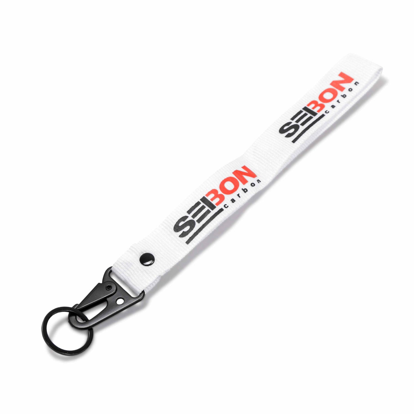 Seibon Lanyard - Short/White, With Rivet And Gun Metal Clip