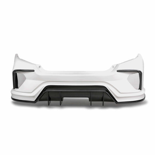 TT-Style Fiberglass/Carbon Fiber Rear Bumper For 2016-2021 Honda Civic 4 Dr