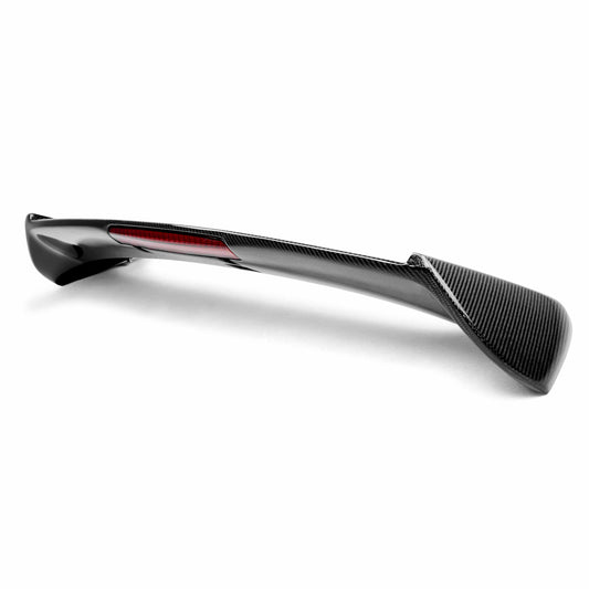 Seibon STI-style carbon fiber rear spoiler with LED brake light for Subaru WRX STI Hatchback - view 2
