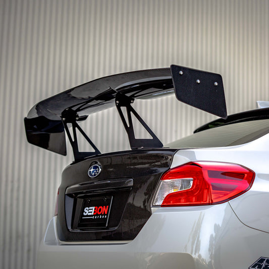 Seibon GT-style carbon fiber rear spoiler for Subaru WRX STI - view 2