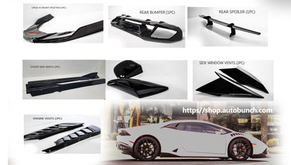 Huracan 12-Piece Carbon Fiber Trim-Pack | Performante-Style Wing + Decklid Included